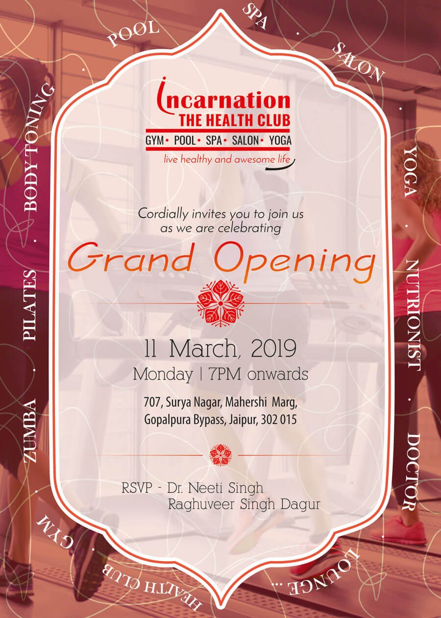 Invitation Card of Grand Opening of Incarnation - The Health Club