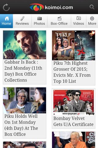 Hybrid App for Bollywood Box Office Hits, Latest Movie Reviews - Koimoi Mobile App
