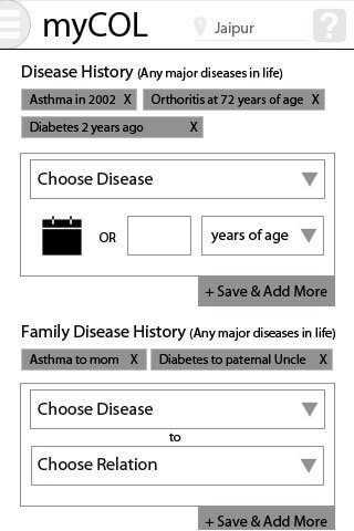 Medical History View - MyCol Mobile App