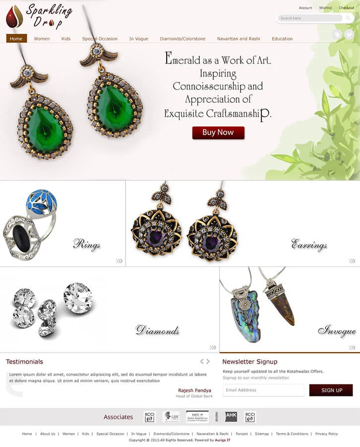 E-commerce Website Design for Jewelry Store of Kotahwalas - Sparkling Drop